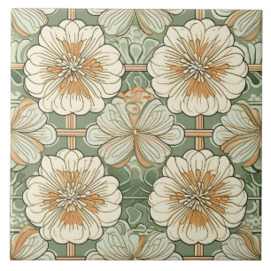 Azulejo De Cerâmica Padrão Floral Art Nouveau