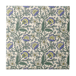 Azulejo De Cerâmica Padrão floral azul, amarelo e branco contínuo