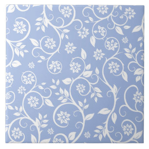 Azulejo De Cerâmica padrão floral azul e branco