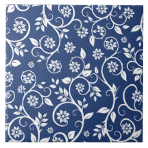 padrão floral azul e branco