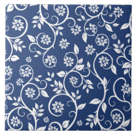 Azulejo De Cerâmica padrão floral azul e branco