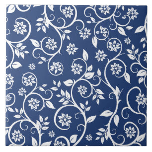 Azulejo De Cerâmica padrão floral azul e branco