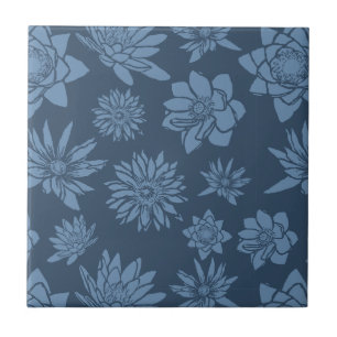 Azulejo De Cerâmica Padrão Floral Azul Escuro Decorativo