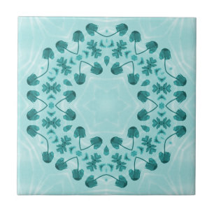 Azulejo De Cerâmica Padrão Floral, Azul Teal