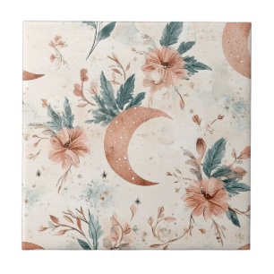 Azulejo De Cerâmica Padrão Floral Boho Rústico da Lua (5)