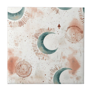 Azulejo De Cerâmica Padrão Floral Boho Rústico da Lua (7)