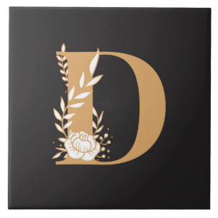 Azulejo De Cerâmica Padrão floral bonito do Monograma D