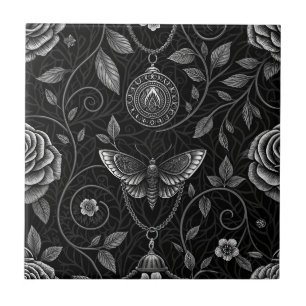 Azulejo De Cerâmica Padrão Floral Borboleta Gótica (3)