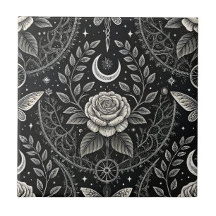 Azulejo De Cerâmica Padrão Floral Borboleta Gótica (4)