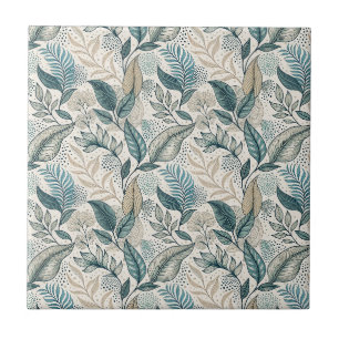 Azulejo De Cerâmica Padrão Floral Botânico de Folha Minimalista em Ver
