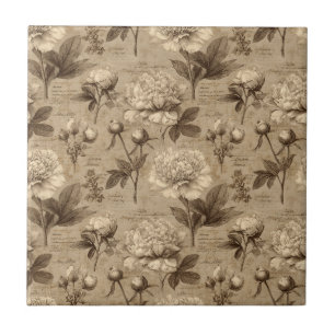 Azulejo De Cerâmica Padrão Floral Botânico Vintage (2)