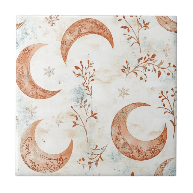 Azulejo De Cerâmica Padrão Floral Celestial (5) (Frente)
