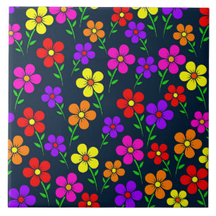 Azulejo De Cerâmica Padrão Floral Colorido