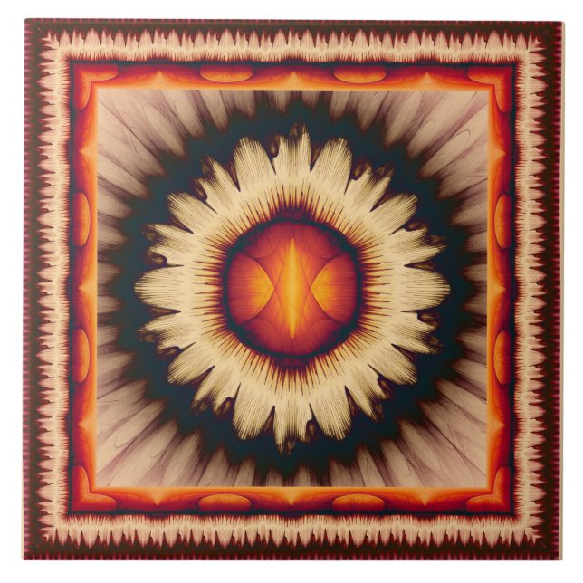 Azulejo De Cerâmica Padrão floral colorido (Frente)