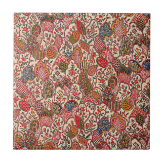 Azulejo De Cerâmica Padrão Floral Colorido em Têxtil,