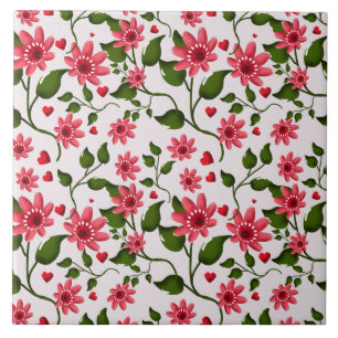 Azulejo De Cerâmica Padrão Floral Colorido Sem Costura Flor Brilhante