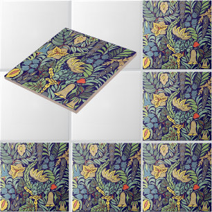 Azulejo De Cerâmica Padrão Floral Colorido Vintage