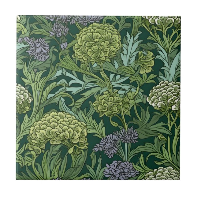 Azulejo De Cerâmica Padrão floral contínuo no estilo de William Morris (Frente)