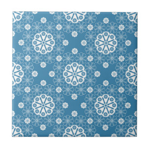Azulejo De Cerâmica padrão floral de abstrato aberto em colo azul clar
