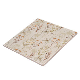 Azulejo De Cerâmica Padrão Floral de Boho de Watercolor