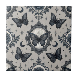 Azulejo De Cerâmica Padrão Floral de Borboleta Gótica (2)