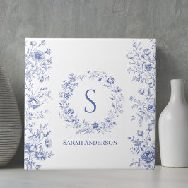 Azulejo De Cerâmica Padrão Floral de Flores Azuis Clássicas Personaliz