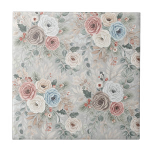 Azulejo De Cerâmica Padrão Floral de Inverno Aconchegante