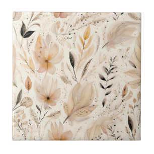 Azulejo De Cerâmica Padrão floral de laranja creme