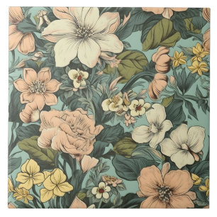 Azulejo De Cerâmica Padrão Floral de Lírio Botânico