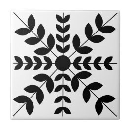 Azulejo De Cerâmica Padrão Floral de Mandala abstrato preto e branco