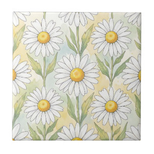 Azulejo De Cerâmica Padrão Floral de Margarida Branca Alegre