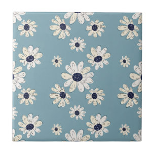 Azulejo De Cerâmica Padrão Floral de Margarida Minimalista (2)