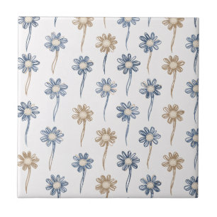 Azulejo De Cerâmica Padrão Floral de Margarida Minimalista (5)