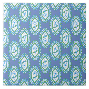 Azulejo De Cerâmica Padrão Floral de Viagem Azul Chic Periwinkle