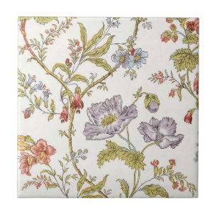 Azulejo De Cerâmica Padrão floral de videira de flor bonita vintage