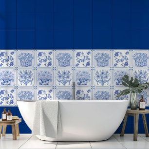 Azulejo De Cerâmica Padrão floral Delft azul e branco