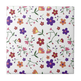 Azulejo De Cerâmica Padrão Floral Desenhado À Mão