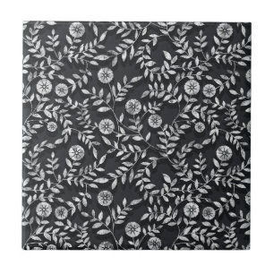 Azulejo De Cerâmica Padrão Floral do Chalkboard Elegante