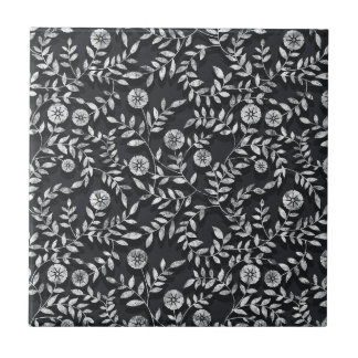 Azulejo De Cerâmica Padrão Floral do Chalkboard Elegante