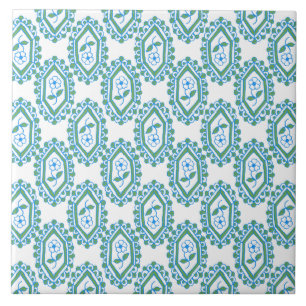 Azulejo De Cerâmica Padrão Floral do Periwinkle Vintage Branco Chic Bl