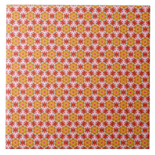 Azulejo De Cerâmica Padrão Floral do Vintage Folk Art