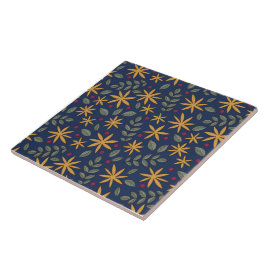 Azulejo De Cerâmica Padrão Floral Dourado Desenho Botânico