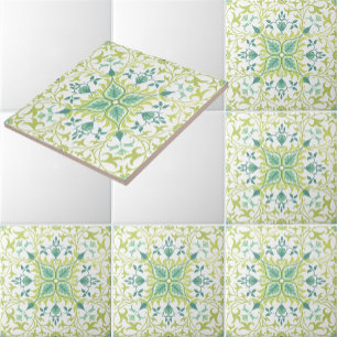 Azulejo De Cerâmica Padrão Floral e de Folhas Vintage de William Morri