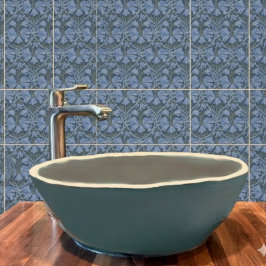 Azulejo De Cerâmica Padrão Floral Elegante em Aquarela Azul