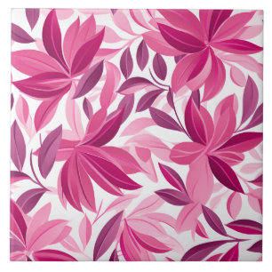 Azulejo De Cerâmica Padrão Floral Elegante Fuchsia Rosa