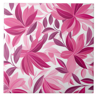 Azulejo De Cerâmica Padrão Floral Elegante Fuchsia Rosa