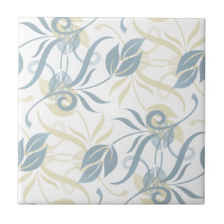 Azulejo De Cerâmica Padrão Floral em Azul Ardósia
