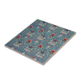 Azulejo De Cerâmica Padrão floral em folhas verdes fundo azul