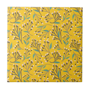 Azulejo De Cerâmica Padrão floral em ramos e botões delicados