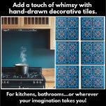 Azulejo De Cerâmica Padrão Floral Escandi Da Mão<br><div class="desc">Azulejo de cerâmica de padrão floral Scandi desenhado à mão em azul, laranja e preto. Um design original da loja Loud e Sassy. Adicione um toque de elegância, capricho e estilo à sua casa. Um padrão decorativo único e original criado para amantes de voos sonhentos e caprichosos de rico. O...</div>